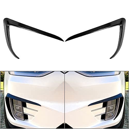 Cndoci37 Front Bumper Fog Light Eyebrow Cover Trim for Tesla Model X 2015-2020, Carbon Fiber Stytle