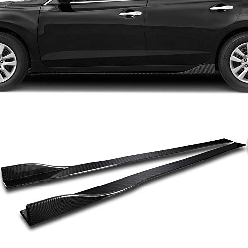 HK5 9pcs Combo Front Bumper Body Kit Lip + Side Skirt Extensions Diffuser Compatible with 2016-2020 Tesla Model S 2017 2018 2019 (Painted Carbon)