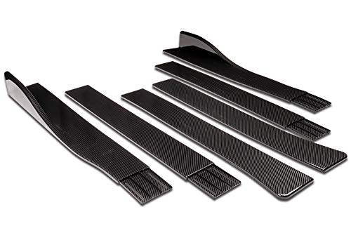 HK5 9pcs Combo Front Bumper Body Kit Lip + Side Skirt Extensions Diffuser Compatible with 2016-2020 Tesla Model S 2017 2018 2019 (Painted Carbon)