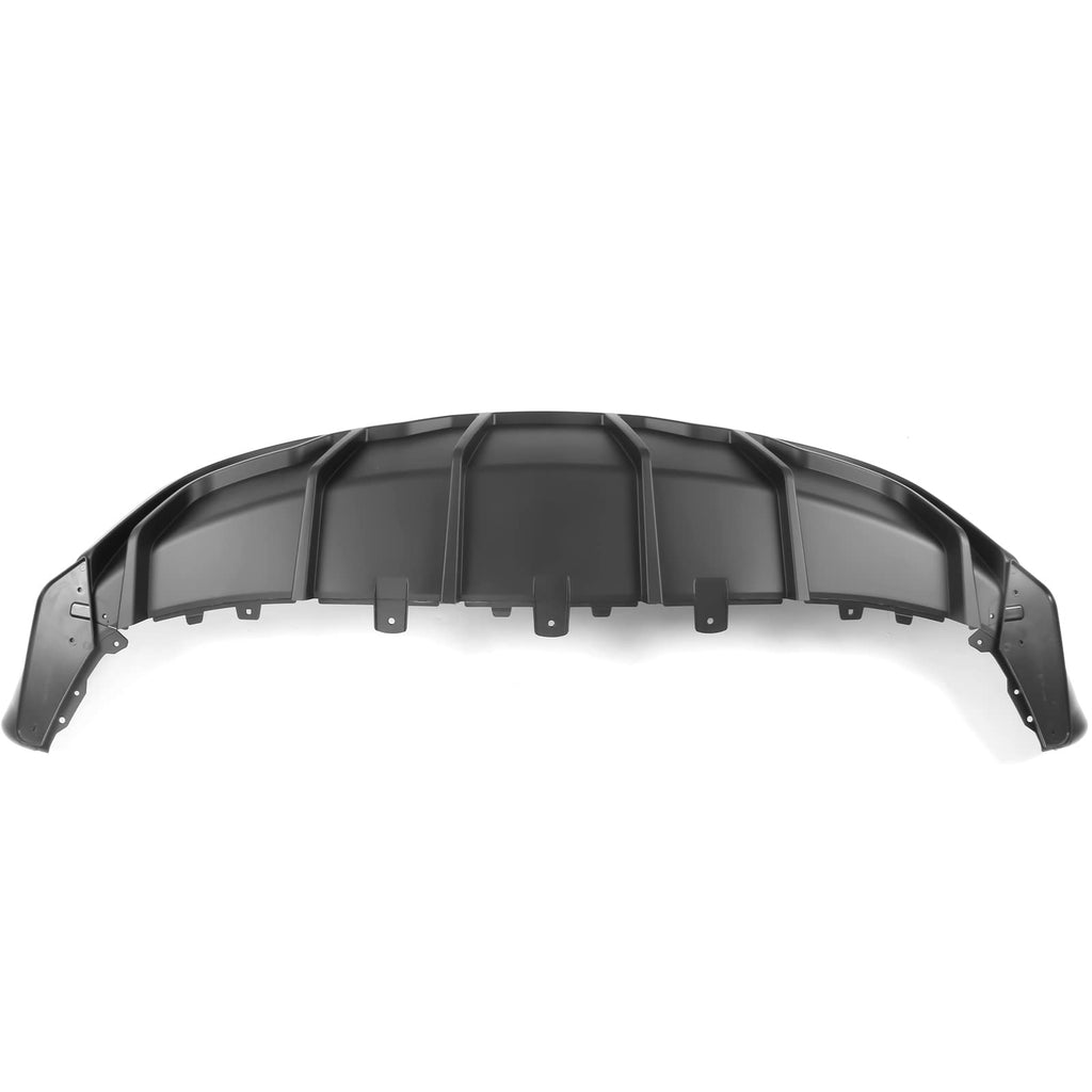 IKON MOTORSPORTS, Rear Diffuser Compatible with 2020-2024 Tesla Model Y, Matte Black IKON Style PP Rear Bumper Lip Shark Fin Splitter Replacement 3PC, 2021