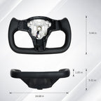 JIANGGAI Yoke Steering Wheel, Black Microfiber Leather with Side Carbon Fiber for Tesla Model 3/Y 2017-2023 With Heating Function