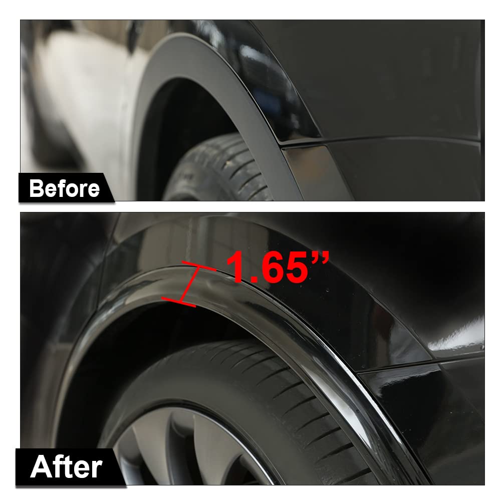 G-PLUS Fender Flare Compatible with 2020-2024 Tesla Model Y Black paint style