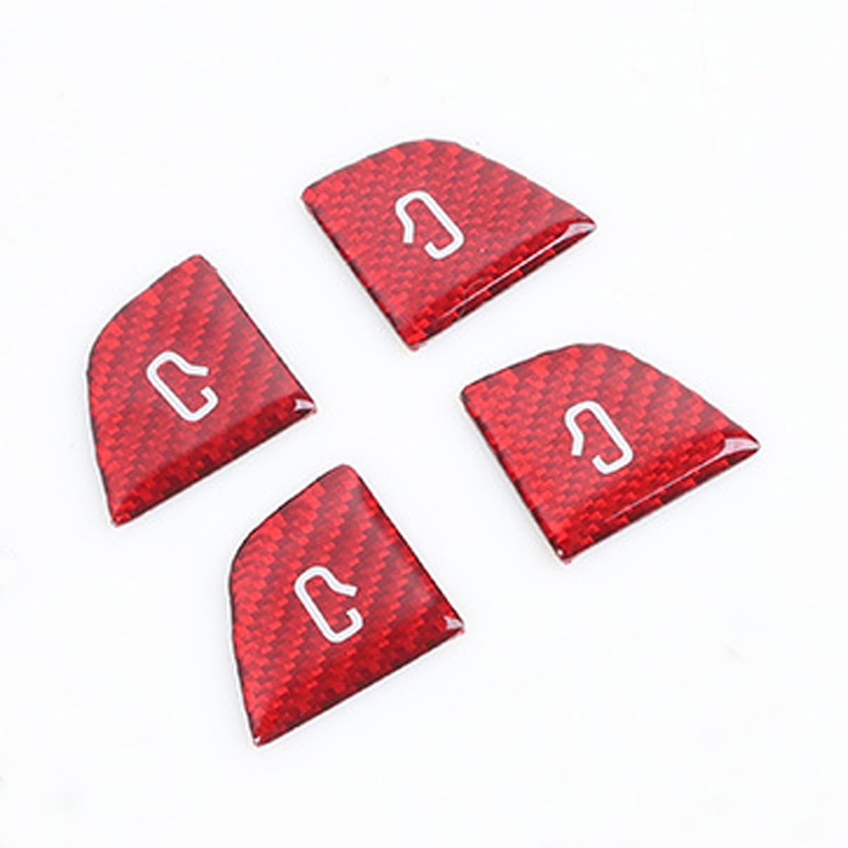 Carbon Fiber Door Lock Switch Cover Trim for Tesla Model 3 Highland 2024-2026 Model Y Juniper 2025-2026 (Red Carbon Fiber)