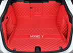 Trunk Cover Mat for 2020-2025 Tesla Model Y 5-Seater Red Cargo Mat (Rear Backrest Protector+Trunk Protector+Both Side Panels) Full Coverage Protection Tesla Model Y Accessories