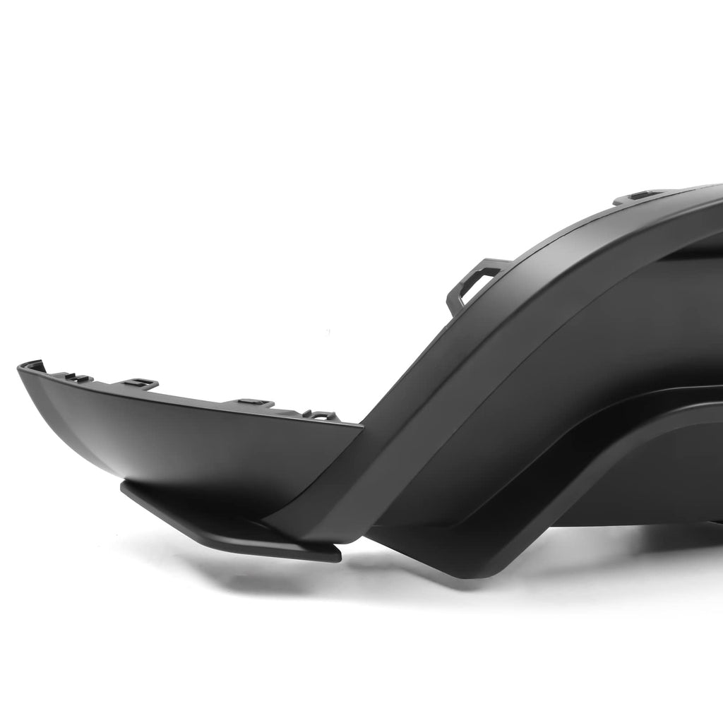 IKON MOTORSPORTS, Rear Diffuser Compatible with 2020-2024 Tesla Model Y, Matte Black IKON Style PP Rear Bumper Lip Shark Fin Splitter Replacement 3PC, 2021