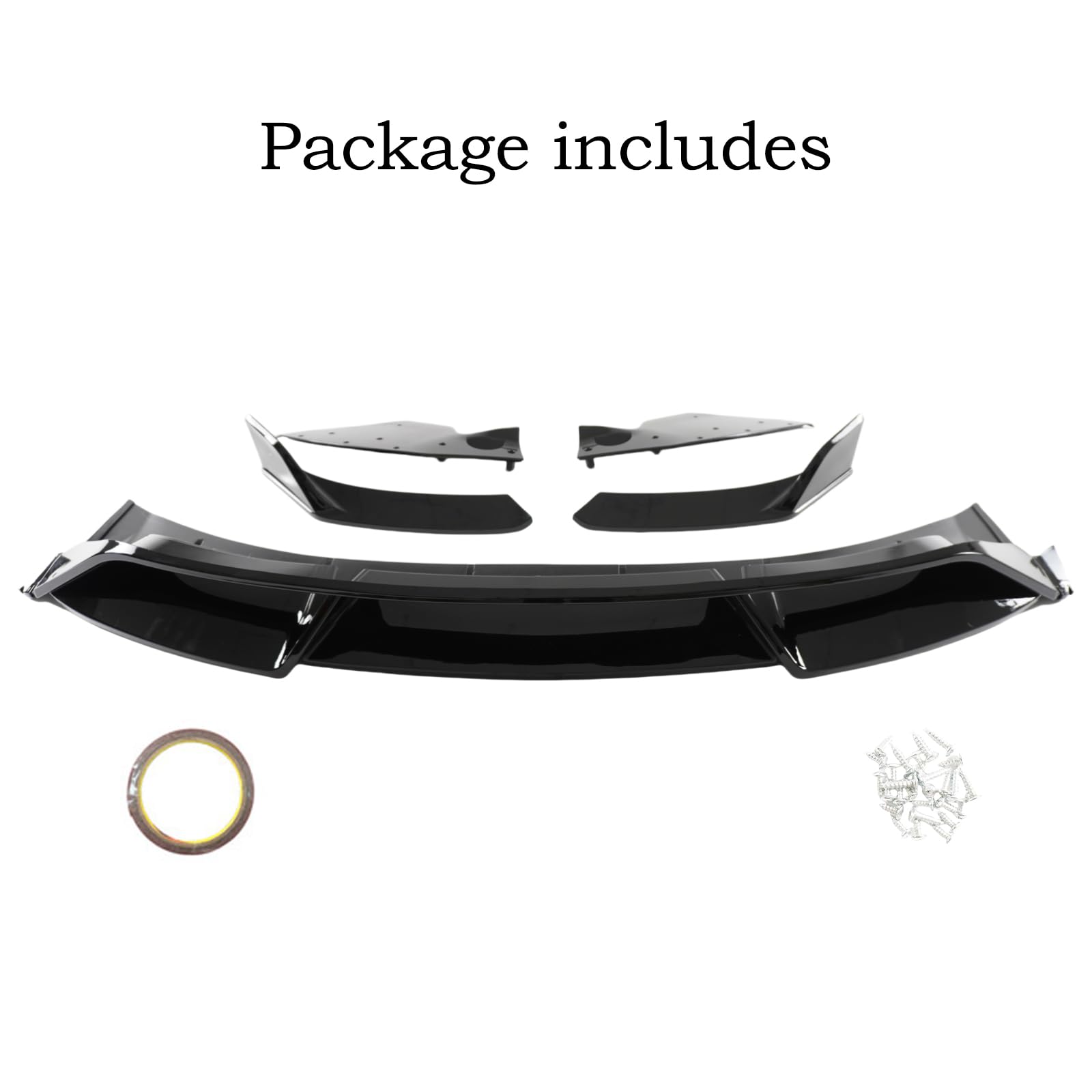 5 Pieces Front Lip for Tesla Model 3 Highland 2024-2025 Add-0n Front Bumper Splitter Spoiler ABS Plastic No Drill (Glossy Black)