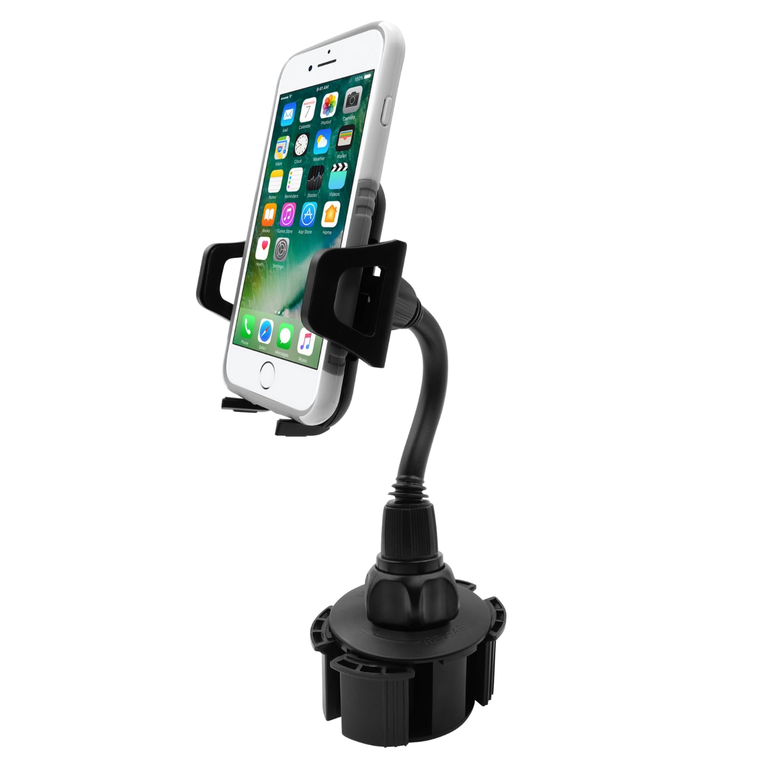 Macally Car Cup Holder Phone Mount - Securely Holds Phones up to 4.1” Wide - Flexible Gooseneck & 360° Rotatable Cradle