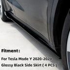 SKKYORO 4-Piece Side Skirt Extension Kit for Tesla Model Y 2020-2024, Gloss Black ABS Rocker Panel Splitter