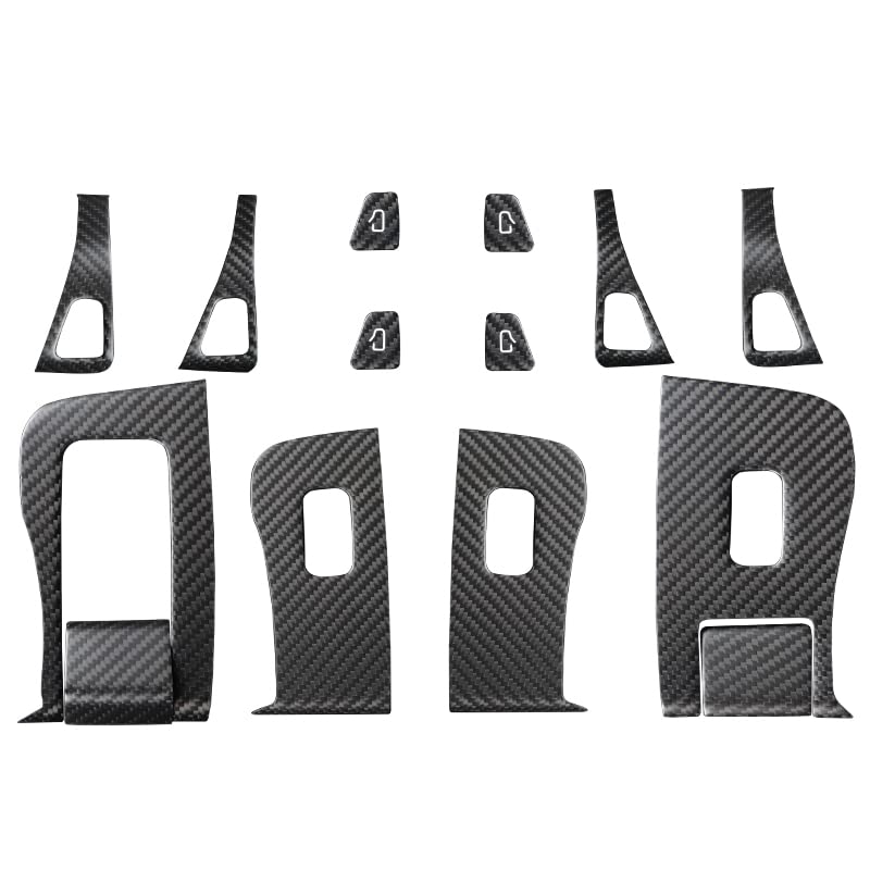 for 14pcs Carbon Fiber Car Window Glass Lift Button Trim Switch Cover for Tesla Model 3 (2021-2023) Model Y (2021-2024) Door Armrest Panel Cover(for New Model 3/Y, Matte Black)