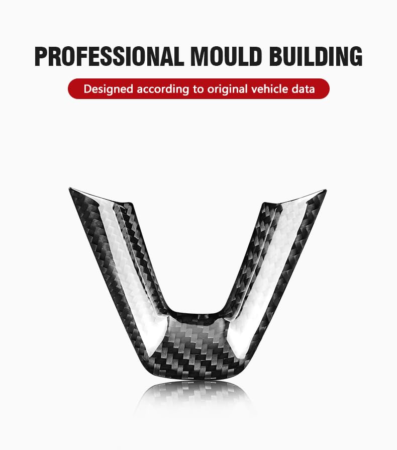 Compatible with 2024 Tesla Model 3 Steering Wheel Chin Real Carbon Fiber Decoration Cover, 2024 Tesla Model 3 Accessories