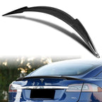 HYPERSPEED Real Carbon Fiber Trunk Spoiler Wing Lip kit Rear V-Style Fit for 2012 2013 2014 2015 2016 2017 2018 2019 2020 2021 2022 Tesla Model S, Car Mods Accessories Replacement, (2-SPC-7406-CF)