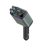 GXY KIT 3 in 1 Retractable Car Charger Adapter & FM Transmitter Bluetooth Mp3 Player- Max 65W + 18W with 2 PD Fast Charging,2 Retractable Cables & USB-A Music Playback for iPhone,iPad,Samsung,Pixel