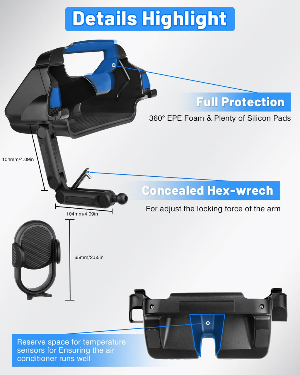 Shademax Under Screen Storage Tray with Phone Holder for Tesla Model 3/Model Y 2025 2024 2023 2022 2021 Center Console Organizer Storage Box Waterproof ABS Model 3 / Y Accessories Black 1PCS
