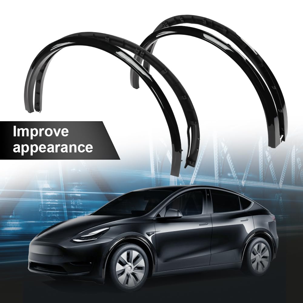 G-PLUS Fender Flare Compatible with 2020-2024 Tesla Model Y Black paint style