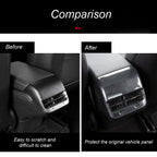 StarYtbl Rear Center Console Air Condition Vent Cover For Tesla 2016-2023 Model 3 and 2020-2024, Model Y Rear AC Vent Cover Trim, AC Vent Cover Car Decoration Accessories (Bright Carbon Fiber Pattern)