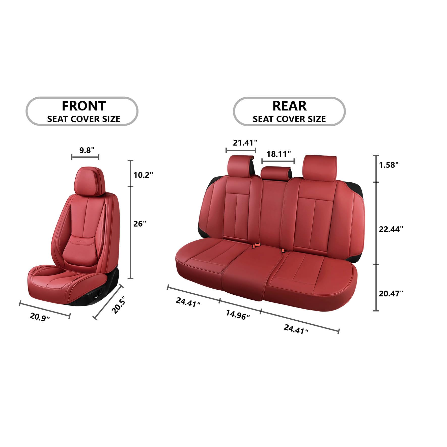truckerset Car Seat Covers Full Set,Leather Waterproof Car Seat Cover,Airbag Compatible,Breathable Design,Suitable for Car,Truck,SUV 5 Pack(Burgundy)
