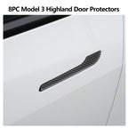 4PCS Tesla Model 3/Y Door Handle Cover Set (2017-2025) Highland & Juniper Compatible, Car Door Handle Sills Protection Wrap Exterior Accessories, Carbon Fiber 3D Sticker