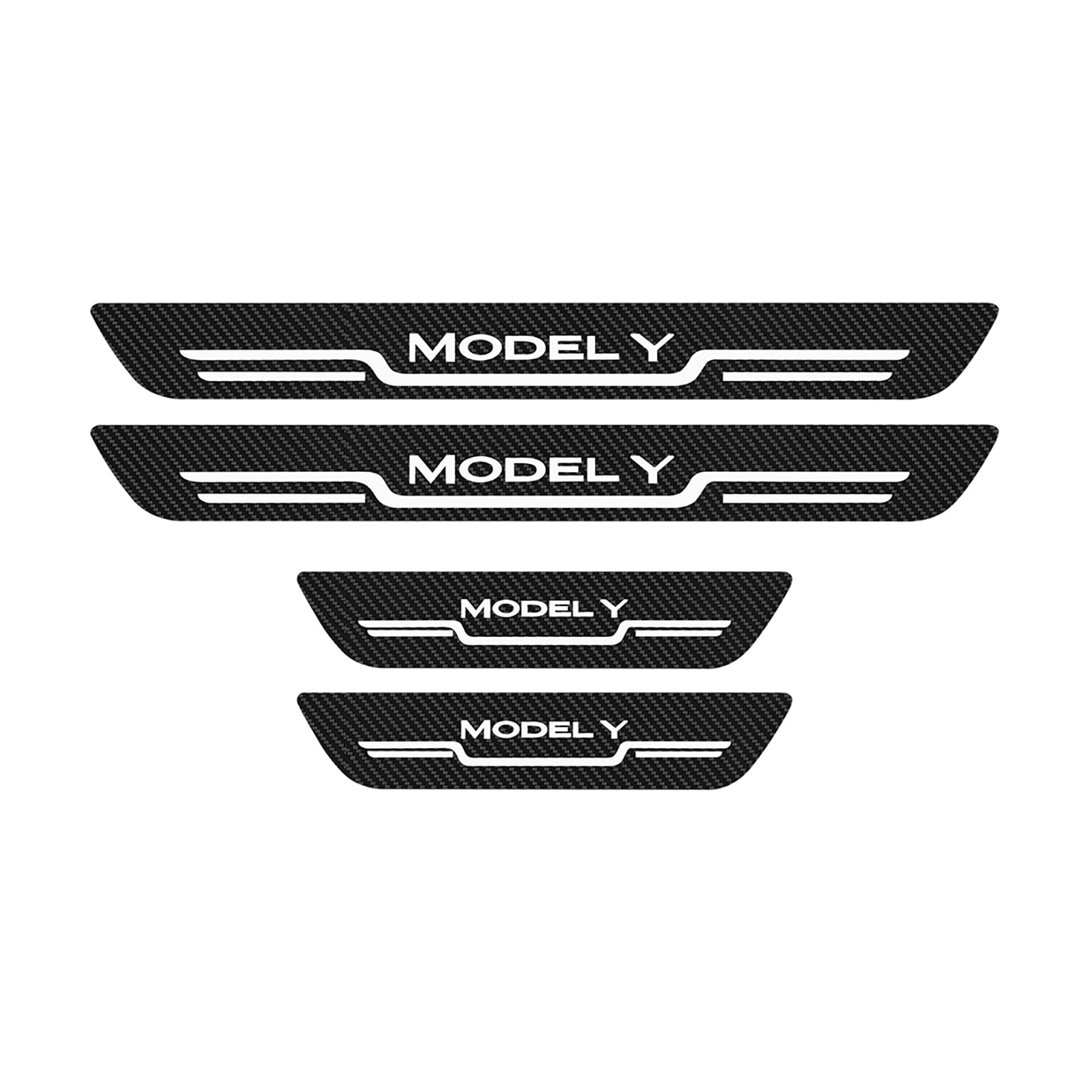 4PCS Car Door Sill Protector for Tesla Model Y/3 Car Threshold Stickers Decoration Scuff Plate Sticker, Waterproof Door Threshold Strips Exterior Accessories for Tesla Model 3/Y (Textured-Y)