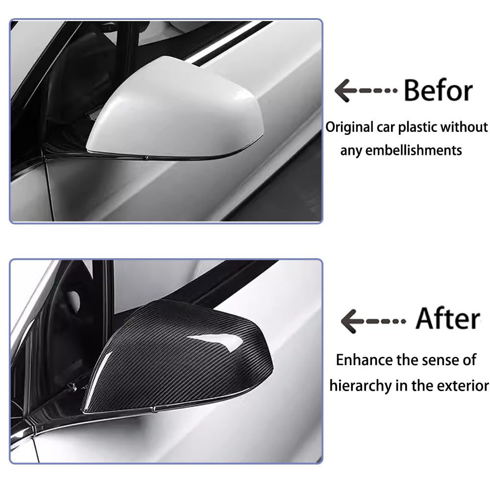 ANUNFRRE Car Accessories Fit for Tesla Model S Side Mirror Cover Real 3K240G (Carbon Fiber) Rearview Mirror Cover for Model S-2022-2024 Exterior Mirrors Cap Accessories