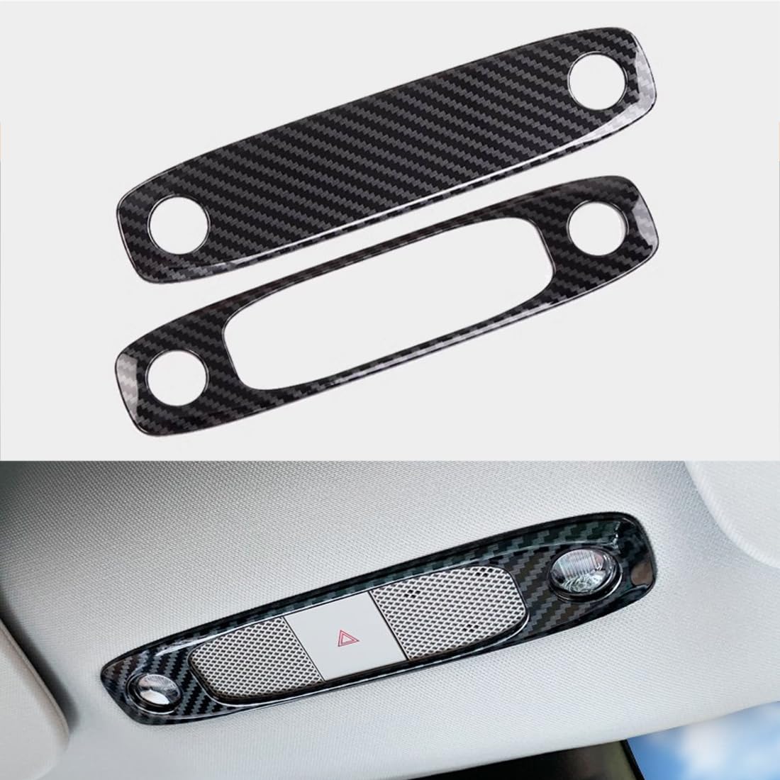 Melakee Reading Lights Trim Cover, Lights Panel Decorative Compatible with Tesla Model 3 Model Y, Reading Light Roof Frame Trim Cover Interior Light Cover Accessories, 2Pcs Carbon Fiber Pattern