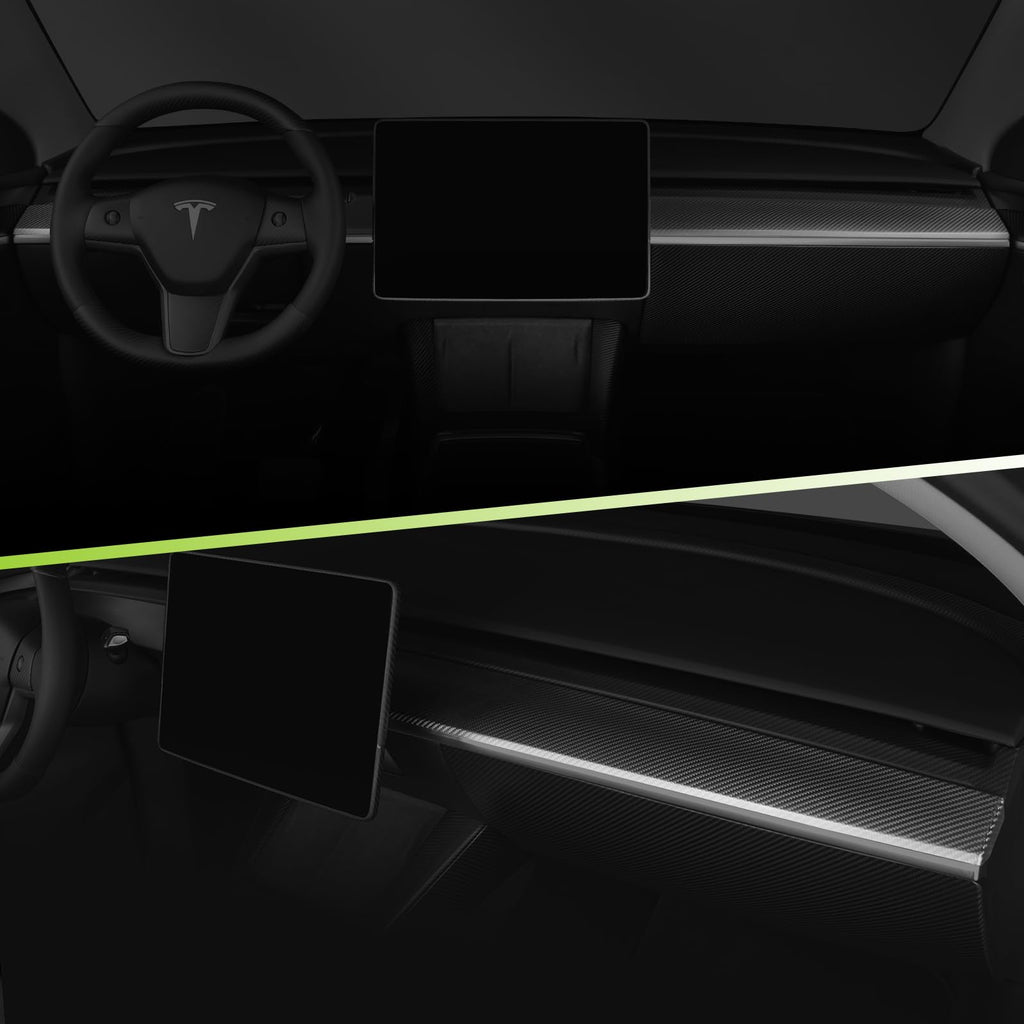 Leeiion Dashboard Cover Trim Real Carbon Fiber for After 2023.5 Tesla Model 3&Y Dashboard Wrap 3K Toray Dry Carbon Fiber Interior Decoration Compatible with Tesla Model 3&Y (Matte)