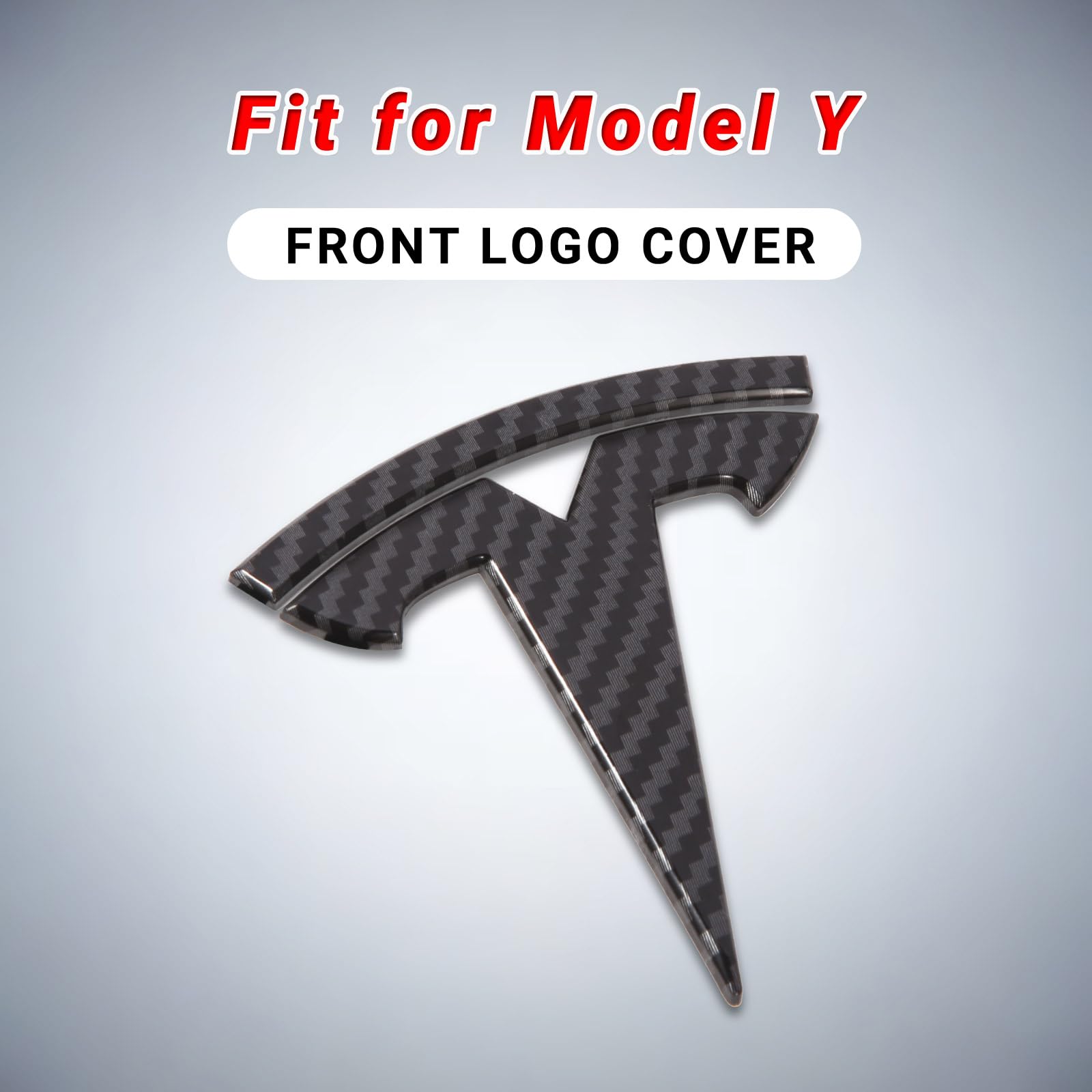 Nanaholy Model Y Accessories for Tesla 2024 2023 2022 2021 2020 Emblem Sticker 2PCS/Set Logo Decal (Black- Carbon Fiber Pattern)