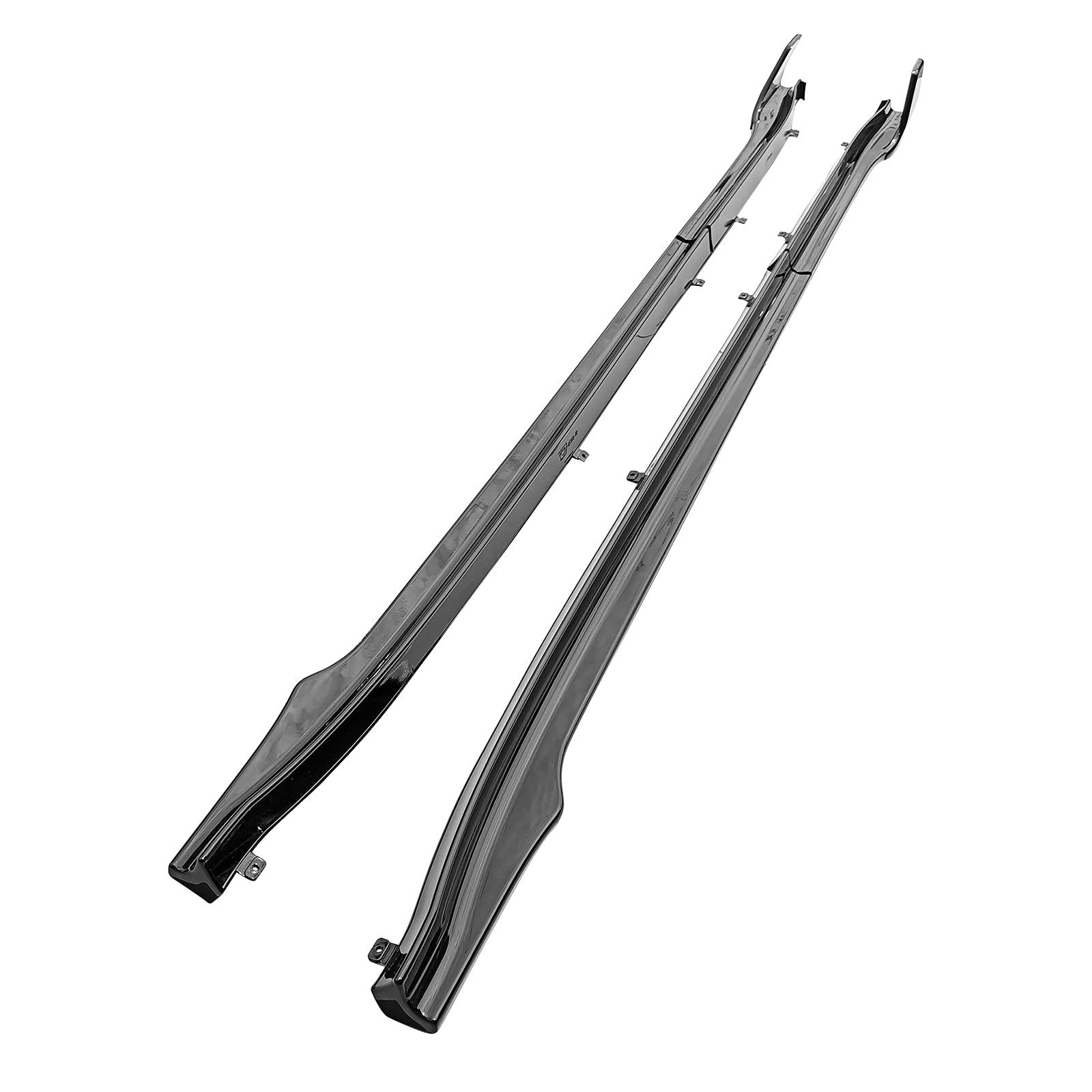 IKON MOTORSPORTS, Side Skirts Extension Compatible with 2017-2025 Tesla Model 3, V Style Painted Gloss Black Rocker Panel Driver Passenger Side 6PC PP, 2018 2019 2020 2021 2022 2023 2024