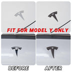 Nanaholy Model Y Accessories for Tesla 2024 2023 2022 2021 2020 Emblem Sticker 2PCS/Set Logo Decal (Black- Carbon Fiber Pattern)