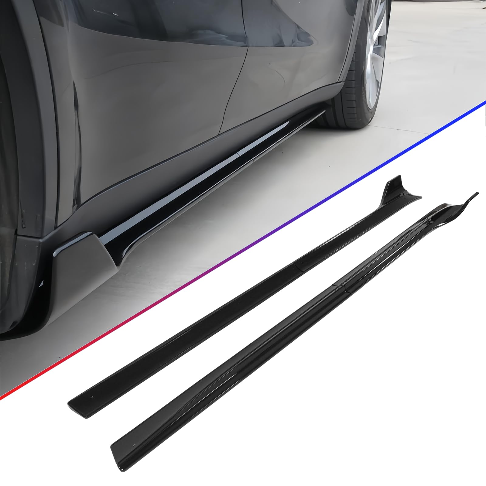 SKKYORO 4-Piece Side Skirt Extension Kit for Tesla Model Y 2020-2024, Gloss Black ABS Rocker Panel Splitter