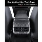 StarYtbl Rear Center Console Air Condition Vent Cover For Tesla 2016-2023 Model 3 and 2020-2024, Model Y Rear AC Vent Cover Trim, AC Vent Cover Car Decoration Accessories (Bright Carbon Fiber Pattern)