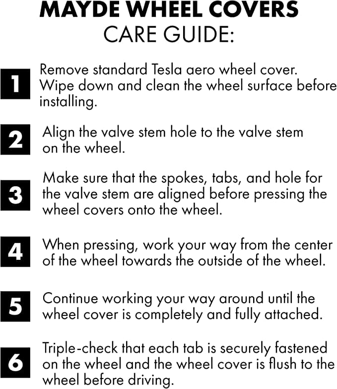 Mayde 19-Inch Wheel Covers fits 2020-2024 Tesla Model Y Rims, Replacement Hub Caps (Set of 4, Gloss Black)