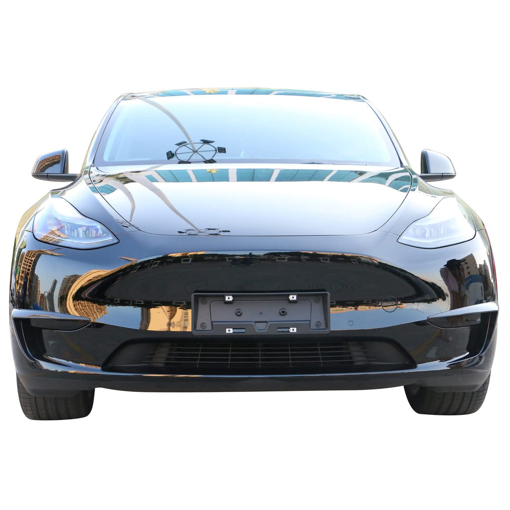 FREEMOTOR802 Compatible with 2020-2024 Tesla Model Y Fog Light Trims, Carbon Fiber Print IKON Style ABS Plastic Driver Passenger Side Fog Lamp Decoration Accessories Eyebrows Cover 2PC