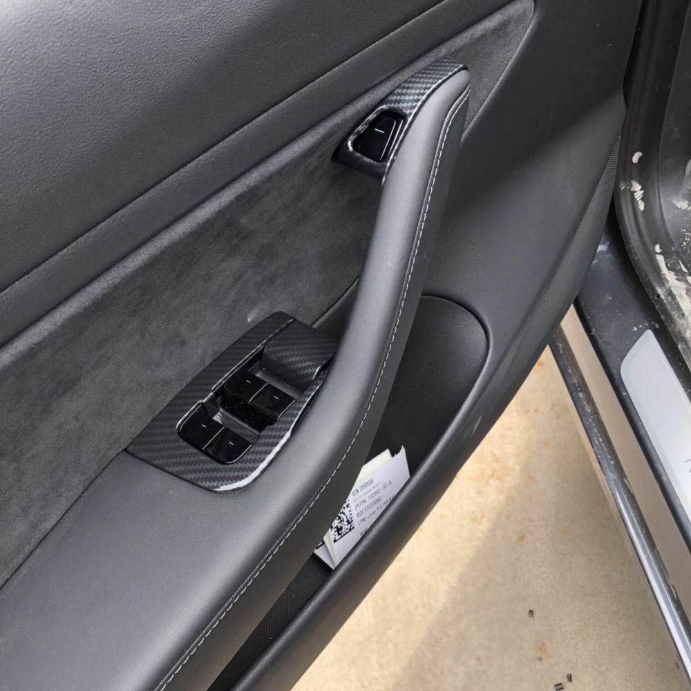 Carbon Fiber-ISH Interior Door Window Switch Panel Cover Trim KIT FITS Tesla Model 3 2017-2023/Model Y 2020-2023---$27.99