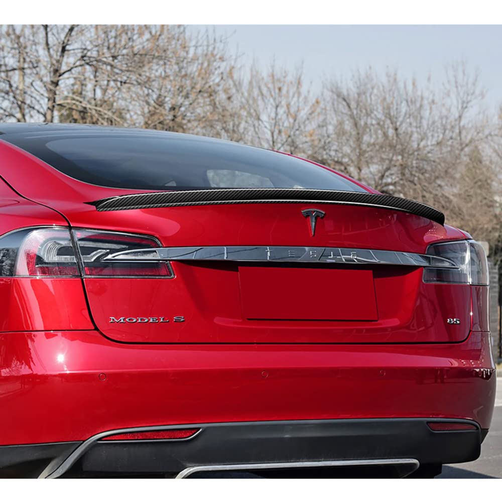 Q1-Tech, Carbon Fiber Lift Gate Trunk Spoiler Wing Compatible with 2012-2024 Tesla Model S, Rear Trunk Lip Spoiler, 2013 2014 2015 2016 2017 2018 2019 2020 2021 2022 2023, OE-Style