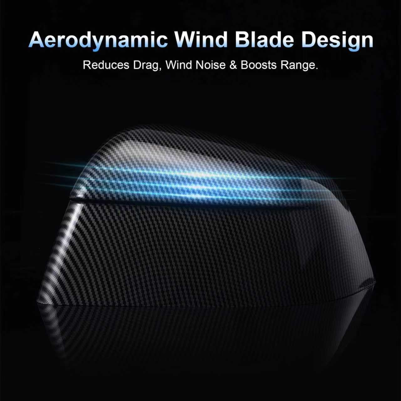 Compatible with Tesla Model Y Side Mirror Cover Caps 2021-2025 (Incl. Juniper),2-Piece Aerodynamic Wind Blade Cover Set,Easy Install & Anti-Scratch Protector(Carbon Fiber Style)