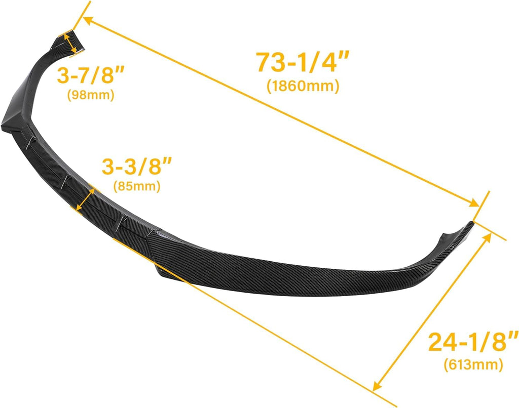 Carbon Fiber Style Front Lip Spoiler - FITS - 2016-2020 Tesla Model S - 3Pcs  Front Bumper Lip -FITS - 2016-2020 Tesla Model S 3Pcs - Carbon Fiber Style Front Lip Spoiler / Splitter / Air Dam / Body Kit / Trim  - $69.00