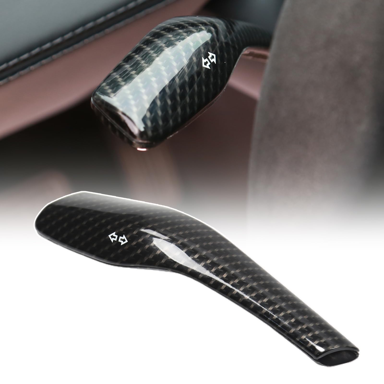 ZQULOYO Carbon Fiber Steering Column Lever Cover for Tesla Model Y Juniper 2025-2026, Interior Trim Upgrade