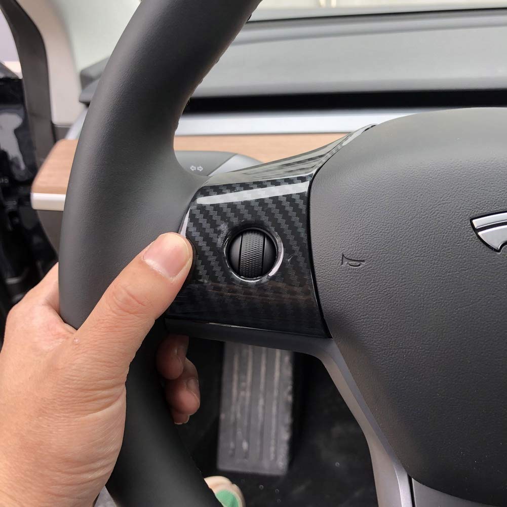 Carbon Fiber Interior Steering Wheel Cover Trim Accessories for Tesla Model 3 2017-2023,Model Y 2020-2023