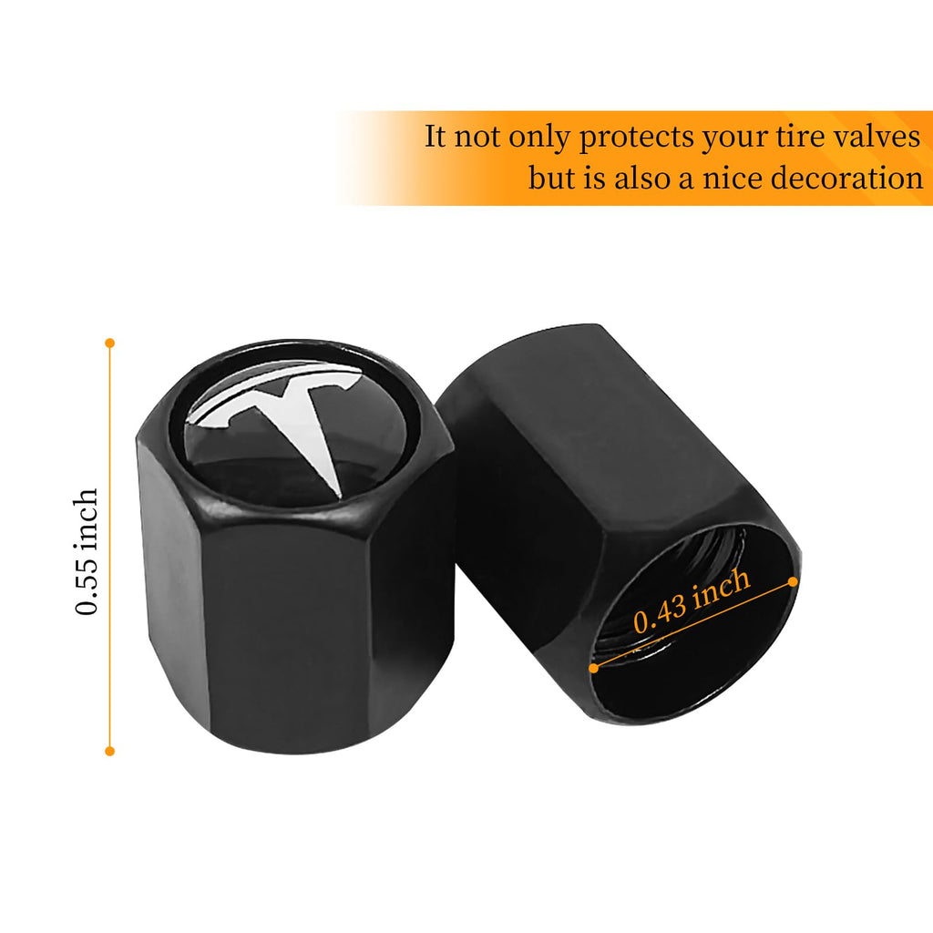 Eaglewireless 5 Pack Tire Valve Stem Caps Leakproof Aluminum Chrome Tire Valve Caps with Rubber O-Rings Compatible with for Tesla Model 3, S, X, Y (White Logo)