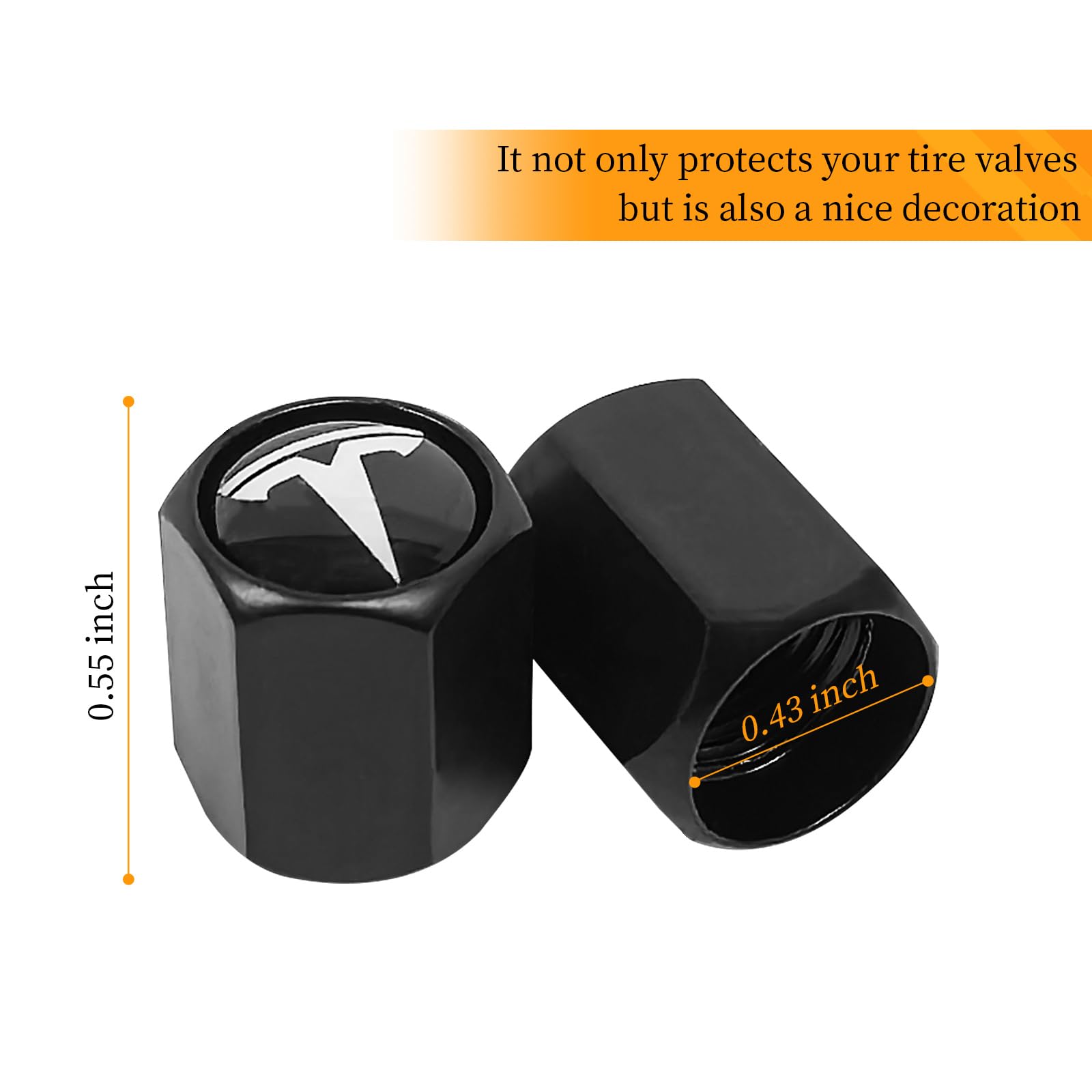 Eaglewireless 5 Pack Tire Valve Stem Caps Leakproof Aluminum Chrome Tire Valve Caps with Rubber O-Rings Compatible with for Tesla Model 3, S, X, Y (White Logo)