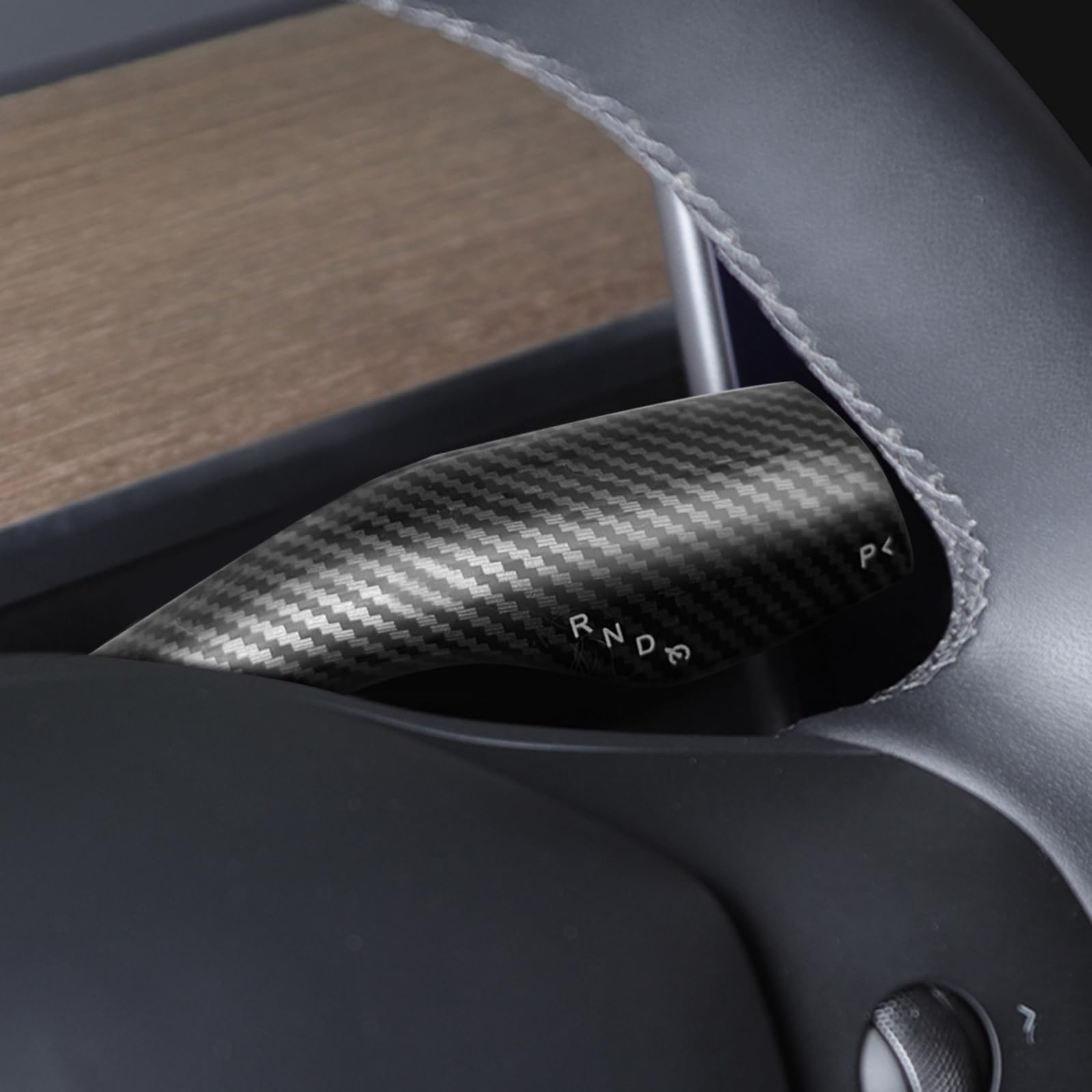 Femibon Steering Lever Cover for Tesla Model 3 Model Y 2017-2024, Carbon Fiber Pattern Car Gear Shift Cover, Steering Wheel Cover Tesla Model 3 Model Y 2024 Accessories(Glossy Carbon Fiber Pattern)