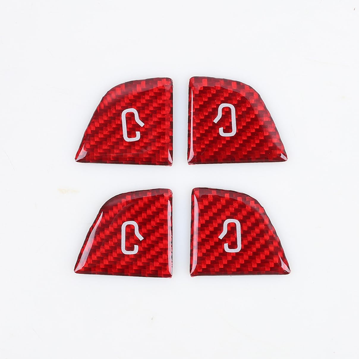 Carbon Fiber Door Lock Switch Cover Trim for Tesla Model 3 Highland 2024-2026 Model Y Juniper 2025-2026 (Red Carbon Fiber)