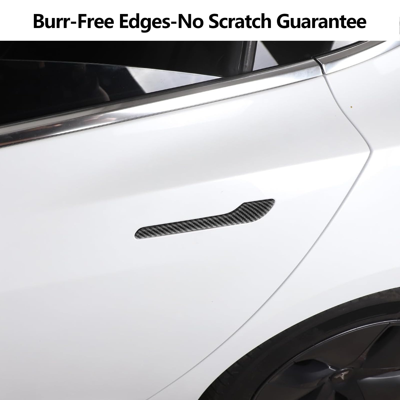 4PCS Tesla Model 3/Y Door Handle Cover Set (2017-2025) Highland & Juniper Compatible, Car Door Handle Sills Protection Wrap Exterior Accessories, Carbon Fiber 3D Sticker