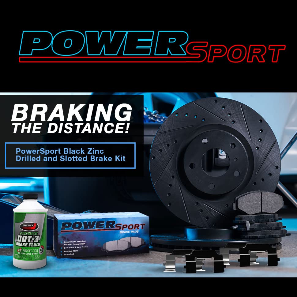 Power Sport Brake Kit For2017-2022 Tesla 3; 2020-2022 Tesla Y| Drilled and Slotted Brake Rotors| Ceramic Brake Pads and Rotors Kit|Hardware included