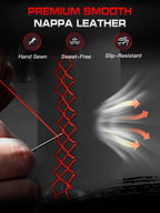 TESFEEL Heated Yoke Steering Wheel for Tesla Model 3 2017–2023, for Tesla Model Y 2020–2024, Black Nappa Leather with Red Center Stripe, Hand-Stitched, 1:1 Factory Fitment