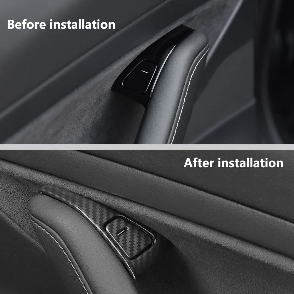 Carbon Fiber-ISH Interior Door Window Switch Panel Cover Trim KIT FITS Tesla Model 3 2017-2023/Model Y 2020-2023---$27.99