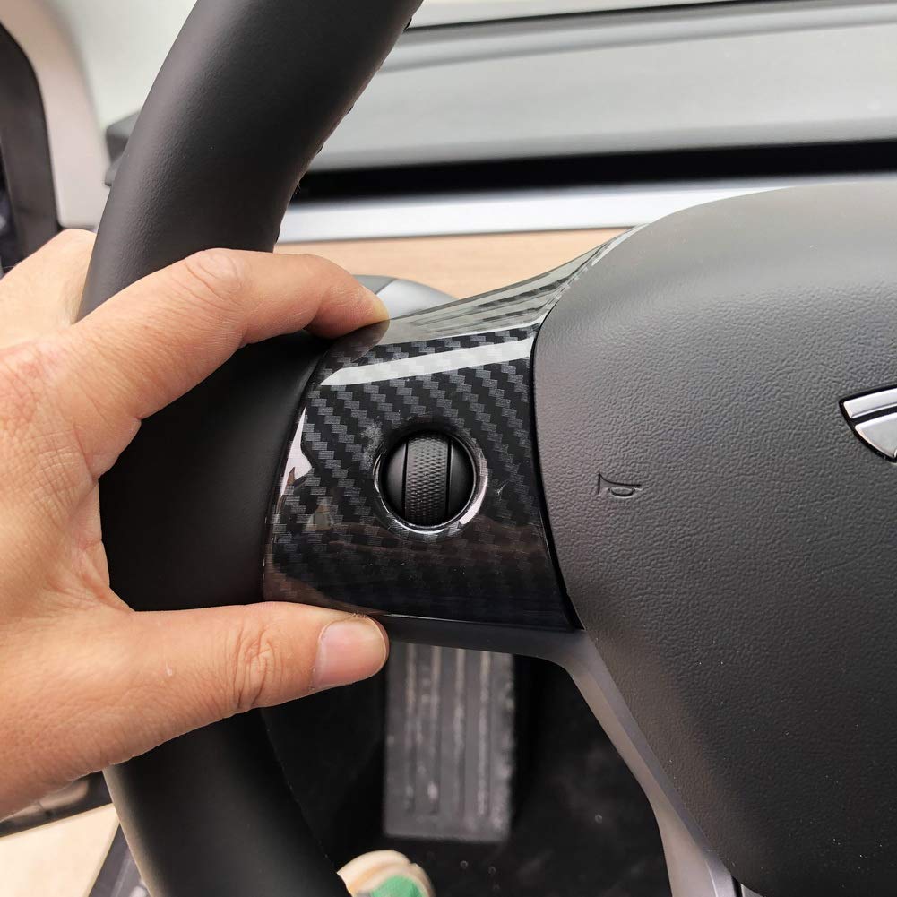 Carbon Fiber Interior Steering Wheel Cover Trim Accessories for Tesla Model 3 2017-2023,Model Y 2020-2023