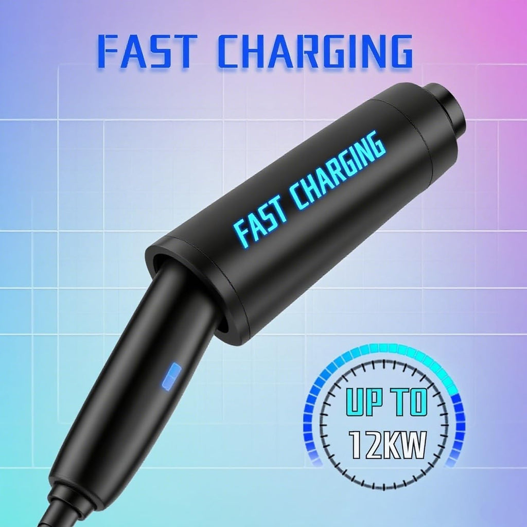 48A 12kW NACS Tesla Charger Extension Cable 25ft for Model 3/Y/S/X/Cybertruck, Home and Mobile EV Charging