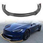 2021-2025 Tesla Model S - Front Bumper Lip Spoiler, Fits all 2021-2025 Tesla Model S, PP Black with Carbon Fiber Print Track Pack Style Add-on Front Splitter Air Dam Chin Protector, (3 Piece) -$77.98s