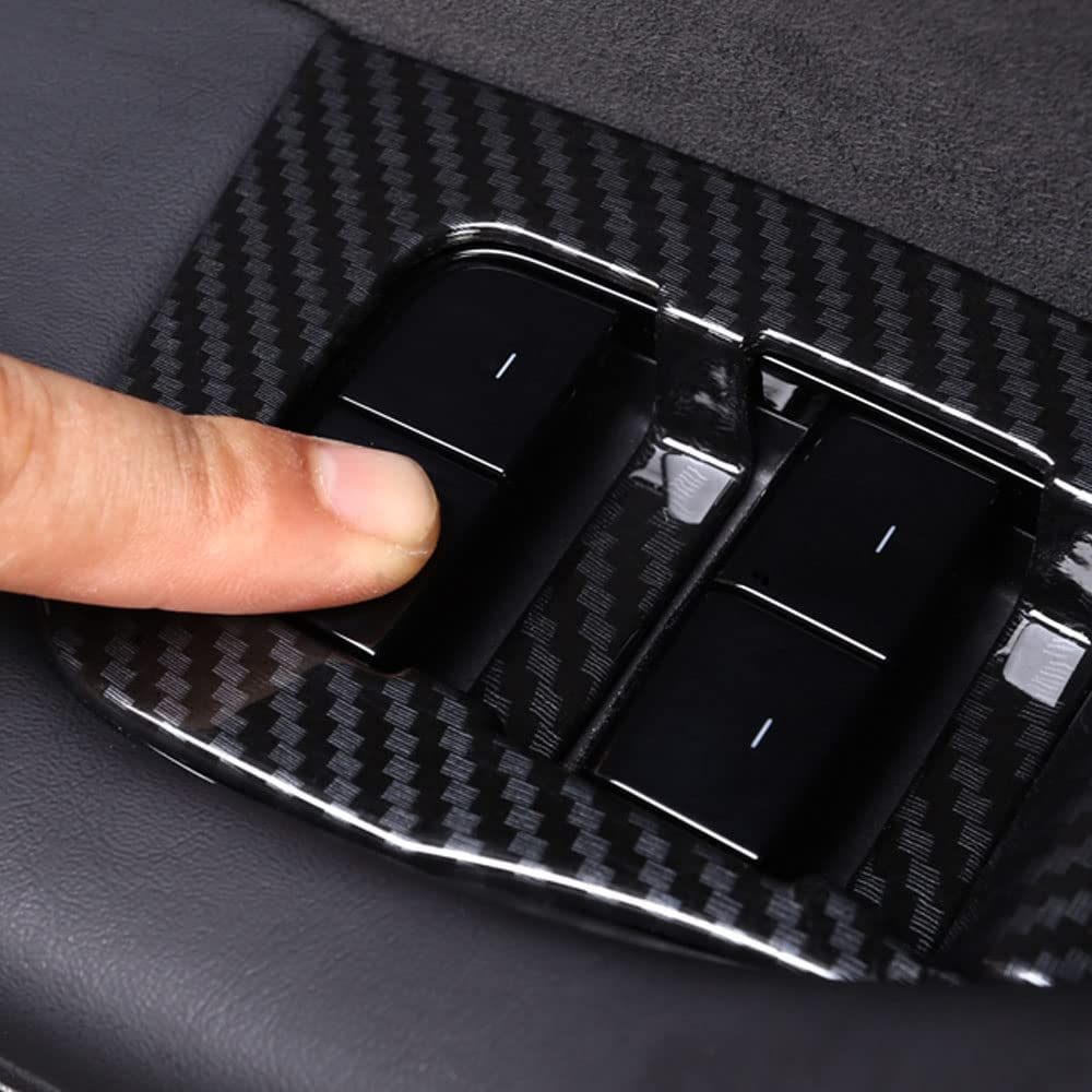Carbon Fiber-ISH Interior Door Window Switch Panel Cover Trim KIT FITS Tesla Model 3 2017-2023/Model Y 2020-2023---$27.99